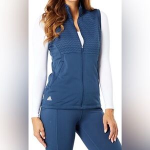 Adidas Full Zip Cold RDY Pockets Recycled Polyester Vest Navy Blue Women XS